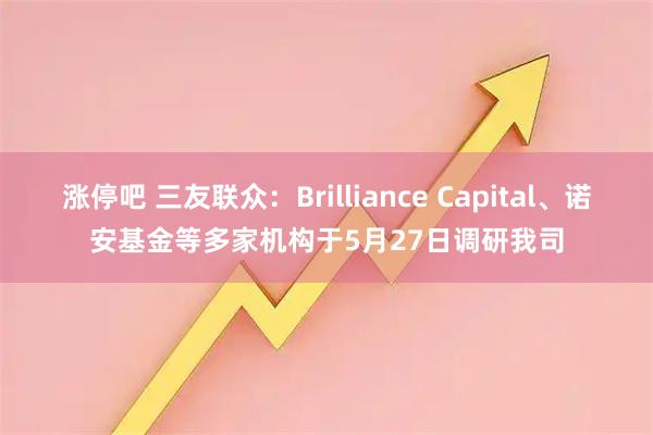 涨停吧 三友联众：Brilliance Capital、诺安基金等多家机构于5月27日调研我司
