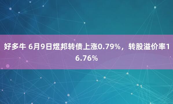 好多牛 6月9日煜邦转债上涨0.79%，转股溢价率16.76%