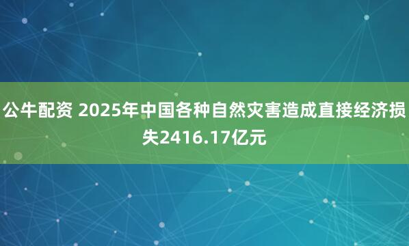 公牛配资 2025年中国各种自然灾害造成直接经济损失2416.17亿元